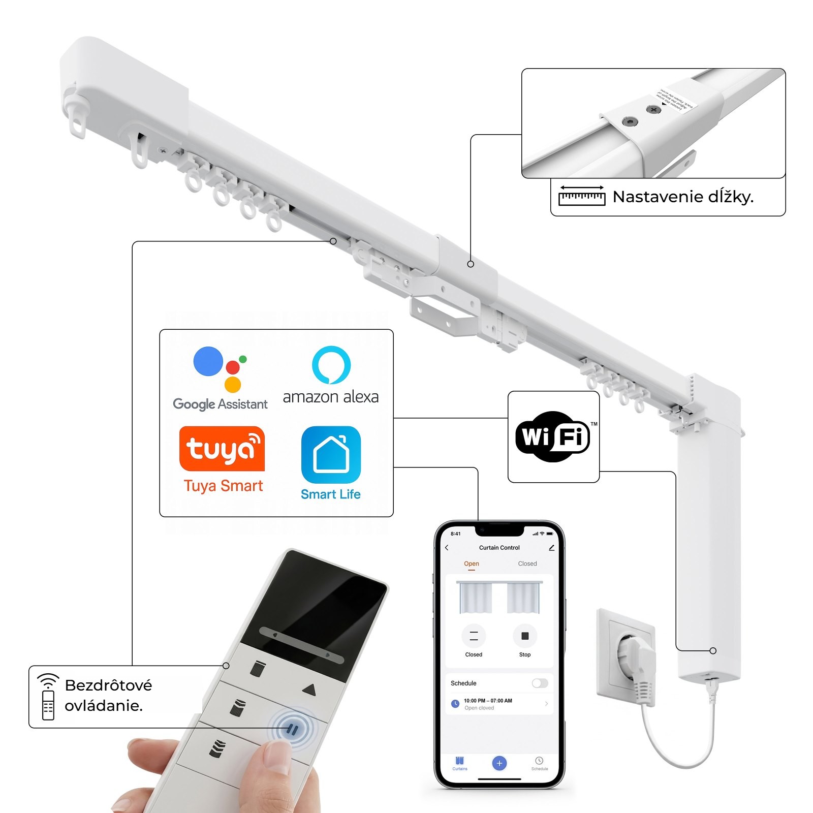Elektrická teleskopická garniž Creativa 230 V, Wi-Fi Elektrická teleskopická garniž Creativa 230 V, Wi-Fi