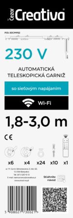 Elektrická teleskopická garniž Creativa 230 V, Wi-Fi