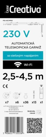 Elektrická teleskopická garniž Creativa 230 V, Wi-Fi