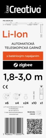 Elektrická teleskopická garniž Creativa na batériu, Zigbee